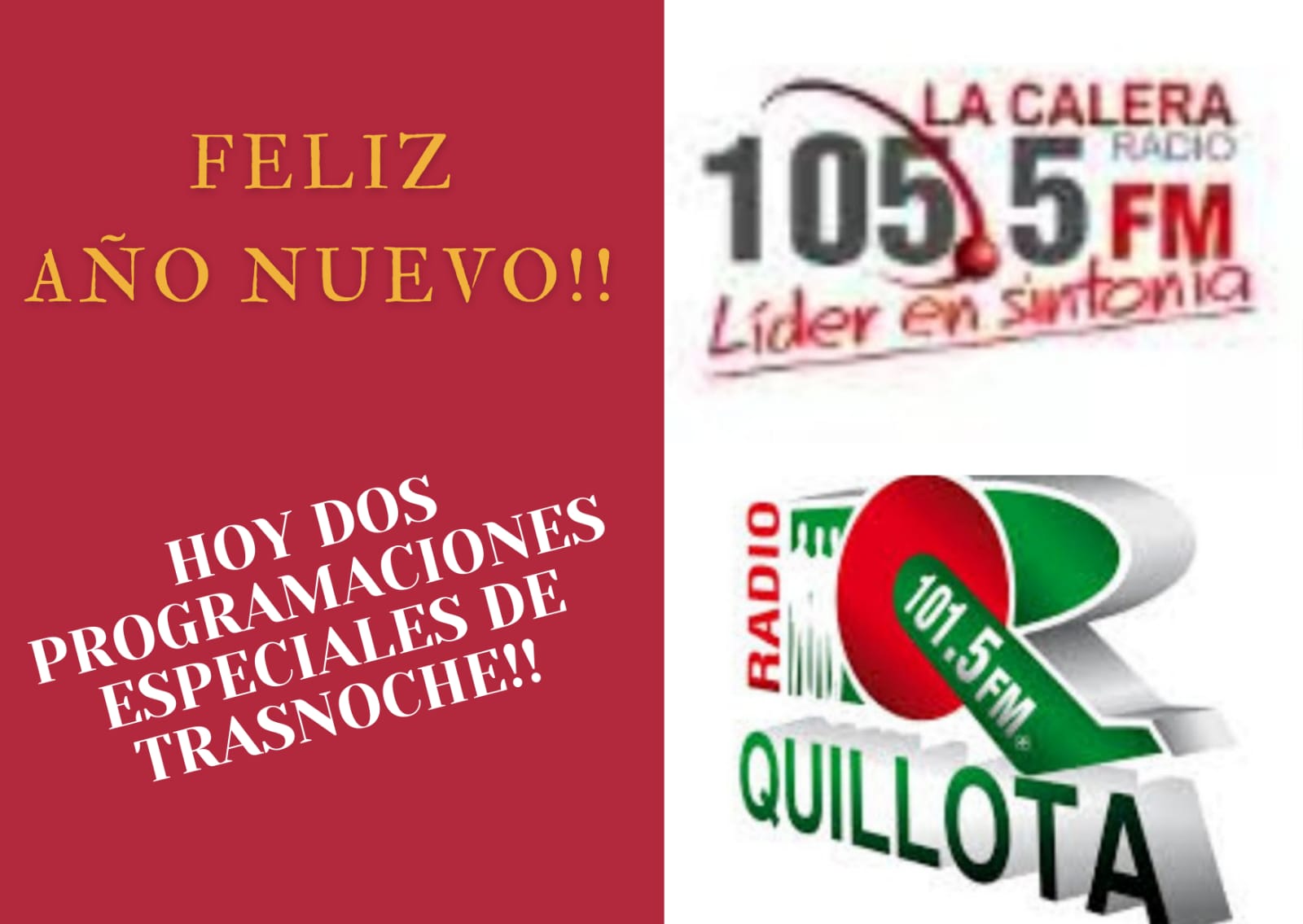Radio Quillota y La Calera Radio tendrán programación especial de año nuevo