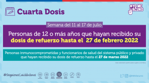 calendario de vacunación covid del 11 al 17 de julio 2022 cuarta dosis