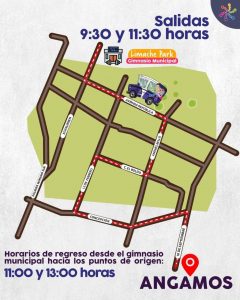 Mapa con el recorrido del bus desde el segundo punto de partida en Limache hacia los juegos "Limache Park".