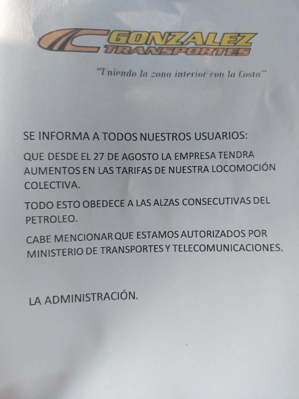 Buses Carolina González aplicará un alza en los pasajes de sus micros de Quillota hasta La Ligua