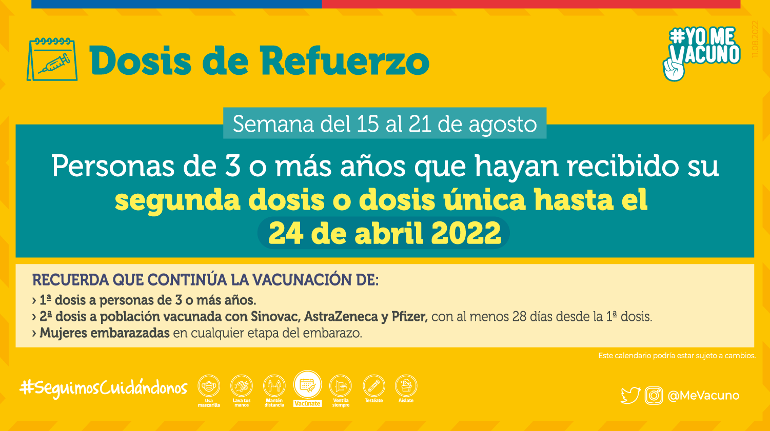 Covid-19 El calendario de vacunación del 15 al 21 de agosto dosis de refuerzo