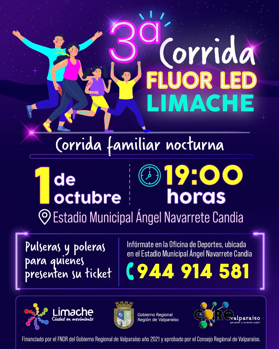 Este jueves entregan tickets para Corrida Fluor Led Limache 2022