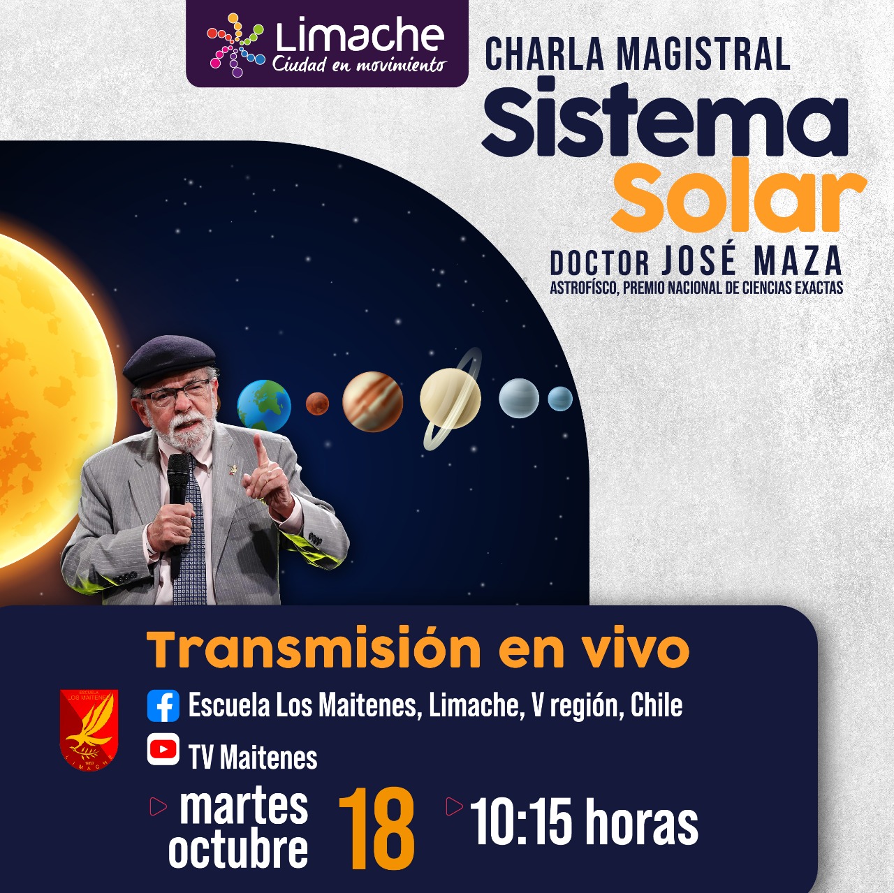Doctor José Maza dará charla magistral en escuela de Limache