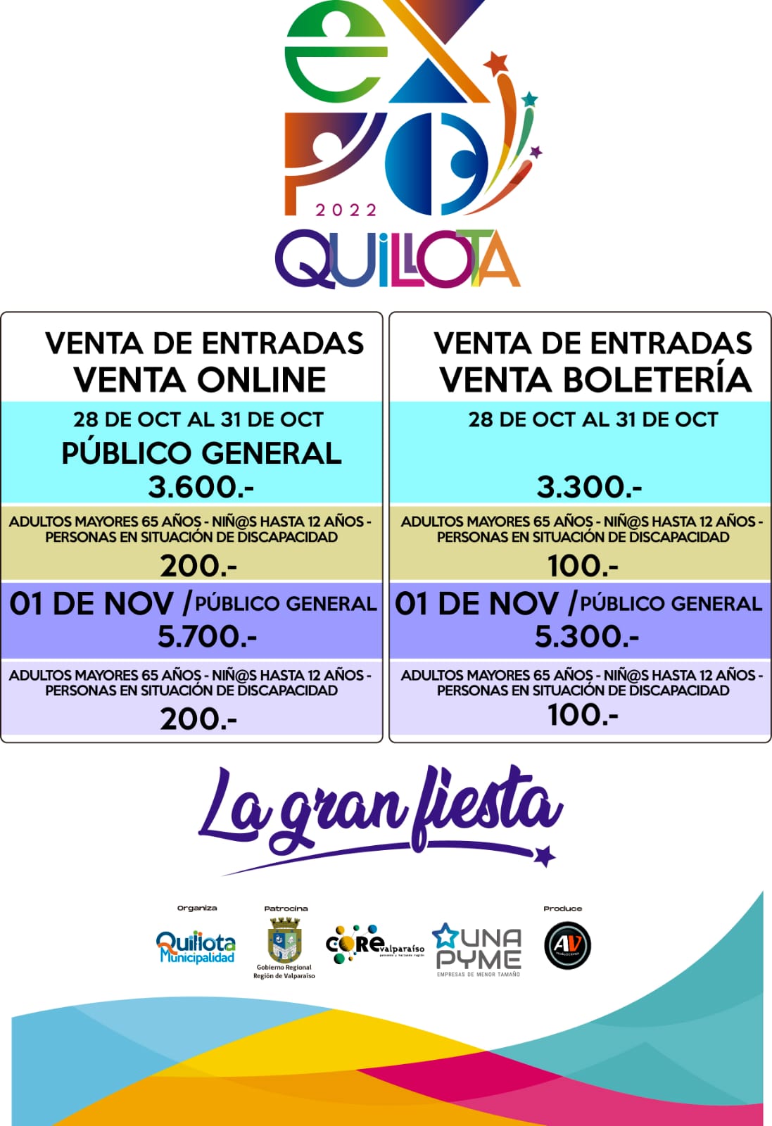 precios y venta de entradas de la Expo Quillota 2022