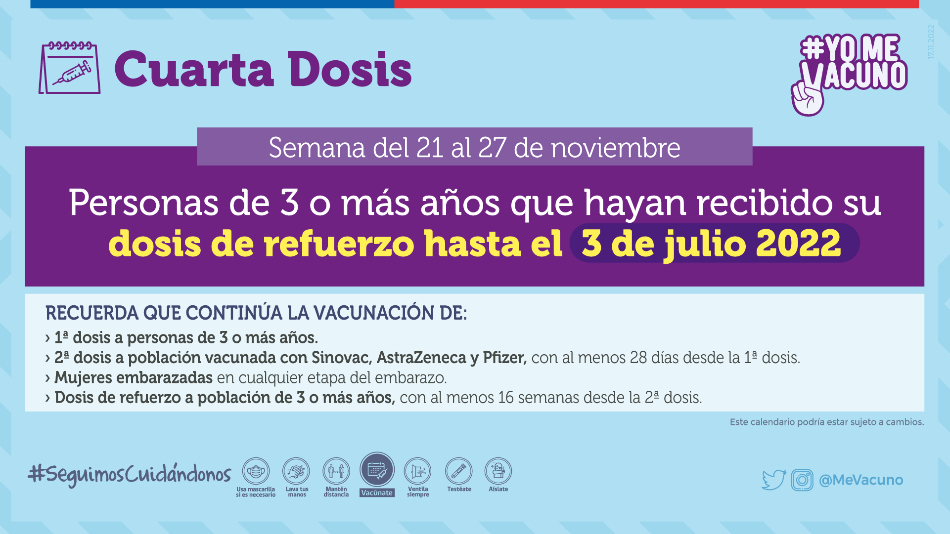 Covid El calendario de vacunación del 21 al 27 de noviembre cuarta dosis