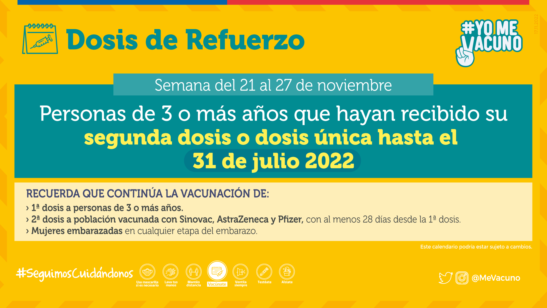 Covid El calendario de vacunación del 21 al 27 de noviembre dosis de refuerzo