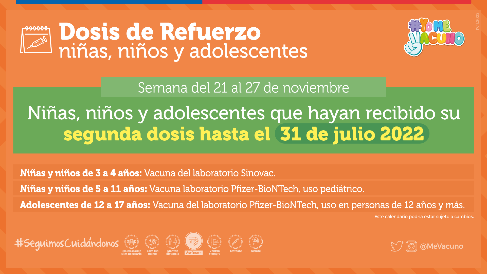 Covid El calendario de vacunación del 21 al 27 de noviembre dosis de refuerzo