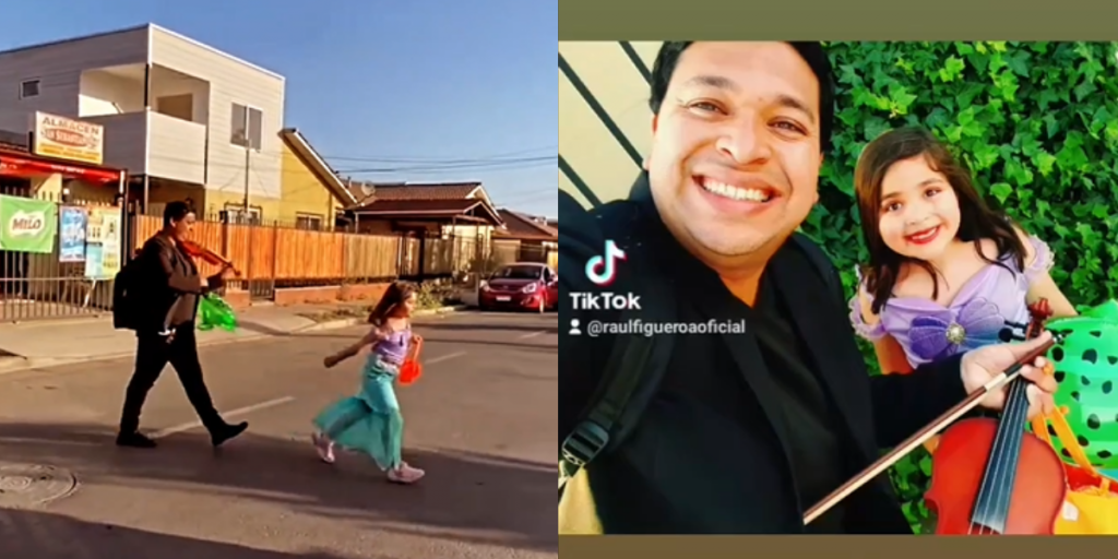 [VIDEO] Quillota: Papá tocó música de Disney cuando acompañaba a su hija a pedir dulces