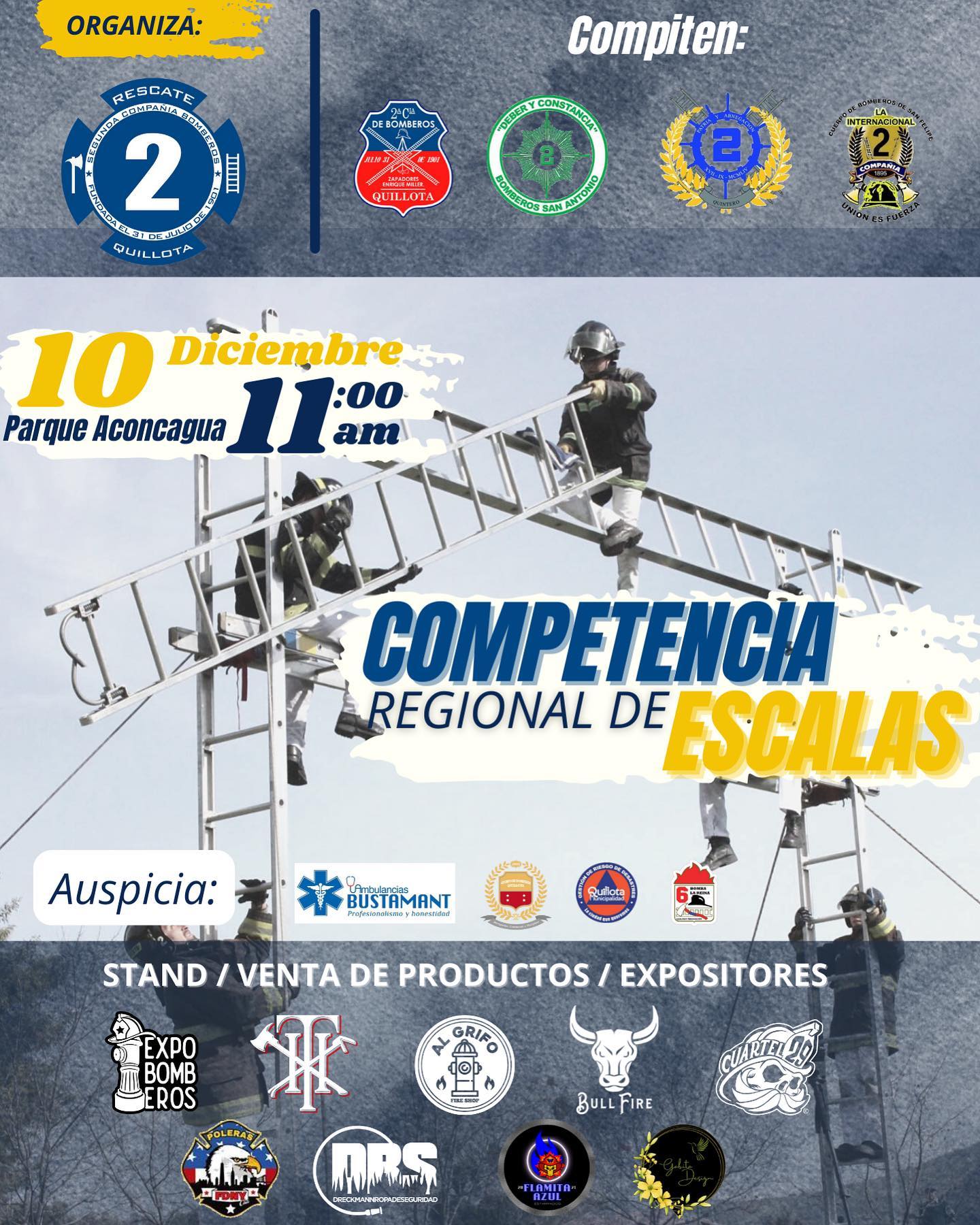 2° Cia. de Bomberos de Quillota hará competencia de escalas