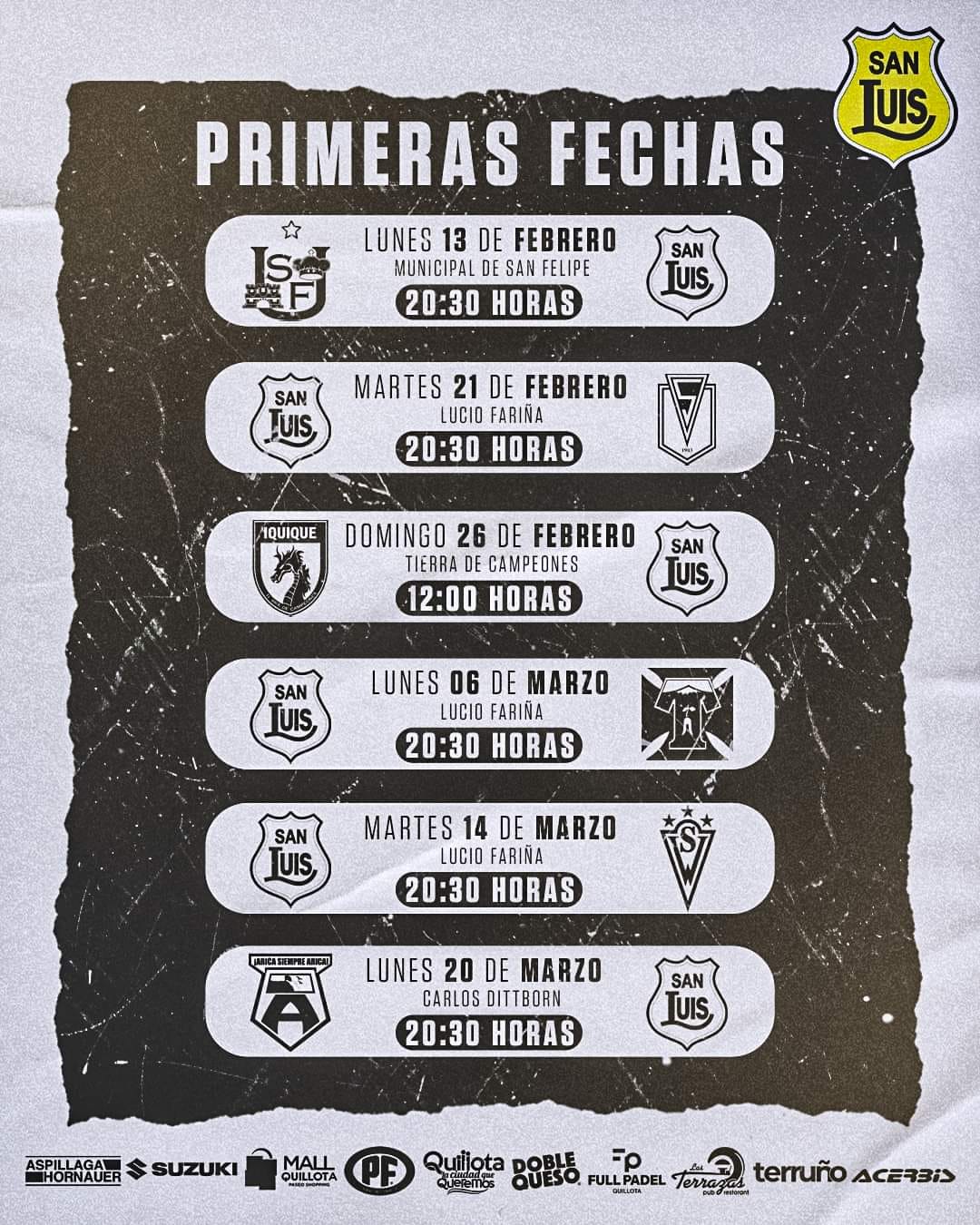 Fixture Primera B San Luis de Quillota fechas y programación