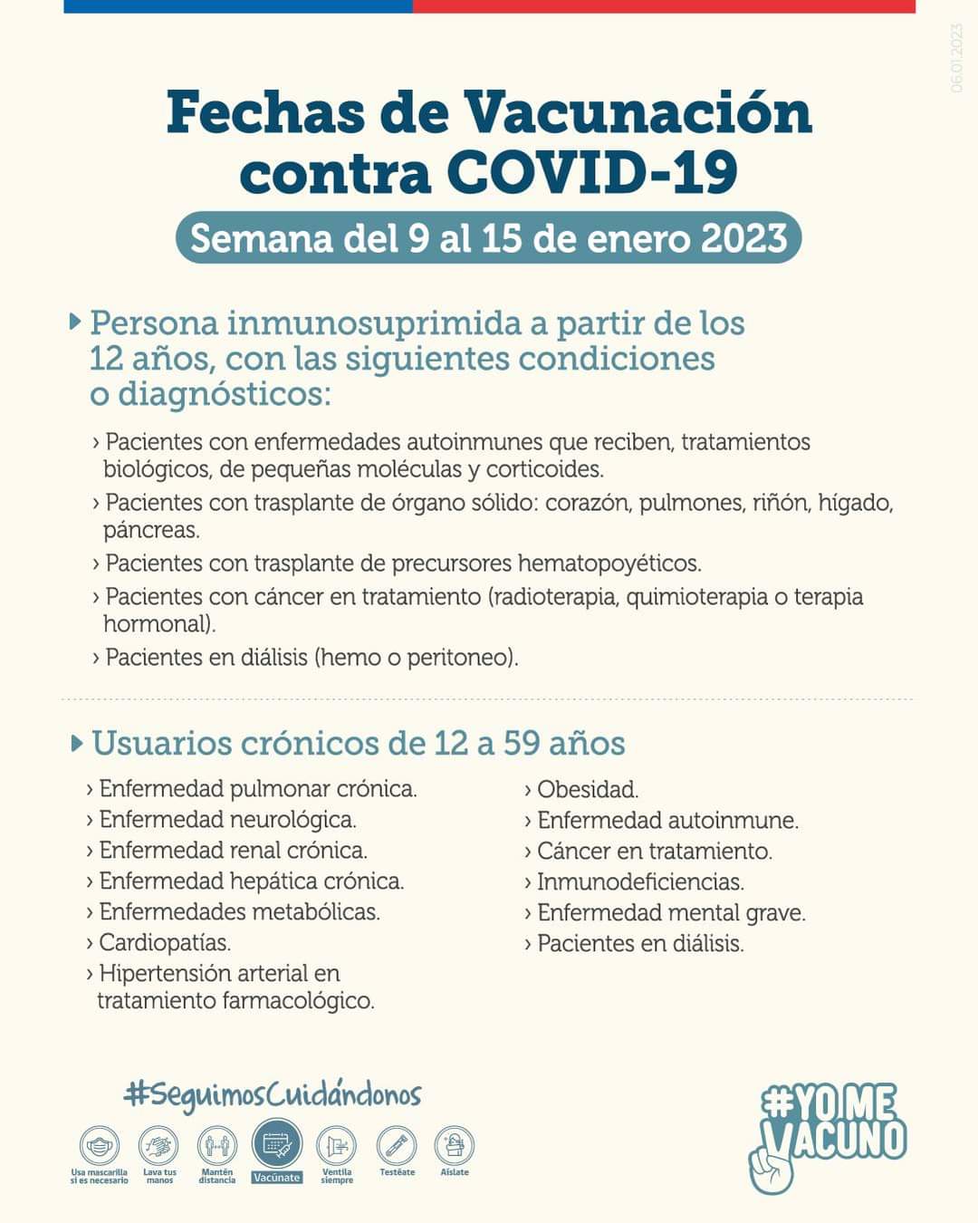 Calendario de vacunación Covid del 9 al 14 de enero