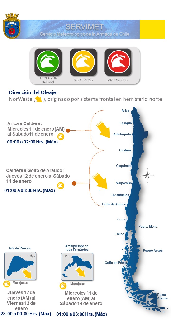 Emiten aviso de marejadas en la región de Valparaíso