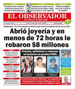 Portada del Diario El Observador del viernes 06 de enero con titular sobre resultados destacados en la PAES en La Cruz, Quillota y La Calera