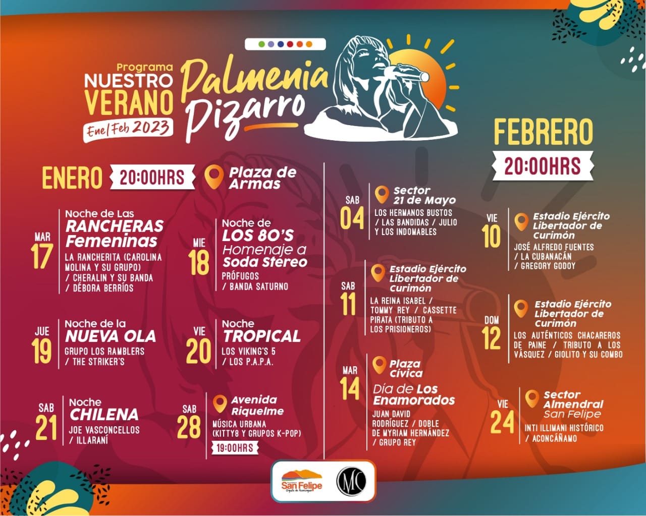Joe Vasconcellos y Los Viking 5 el programa de Verano Palmenia Pizarro 2023 en San Felipe