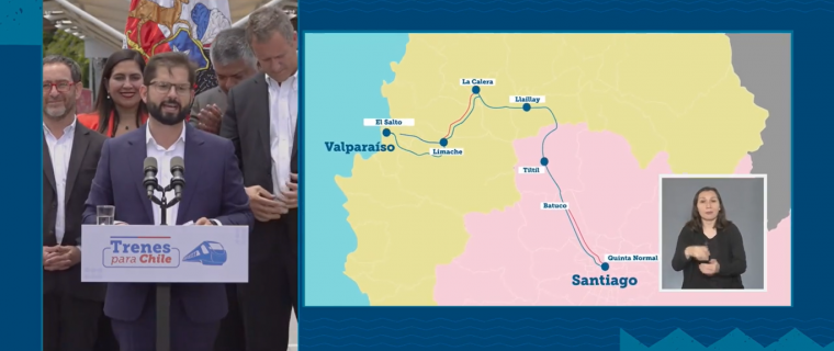 Tren Valparaíso-Santiago Boric anuncia estaciones en Viña, Limache, La Calera y Llay Llay
