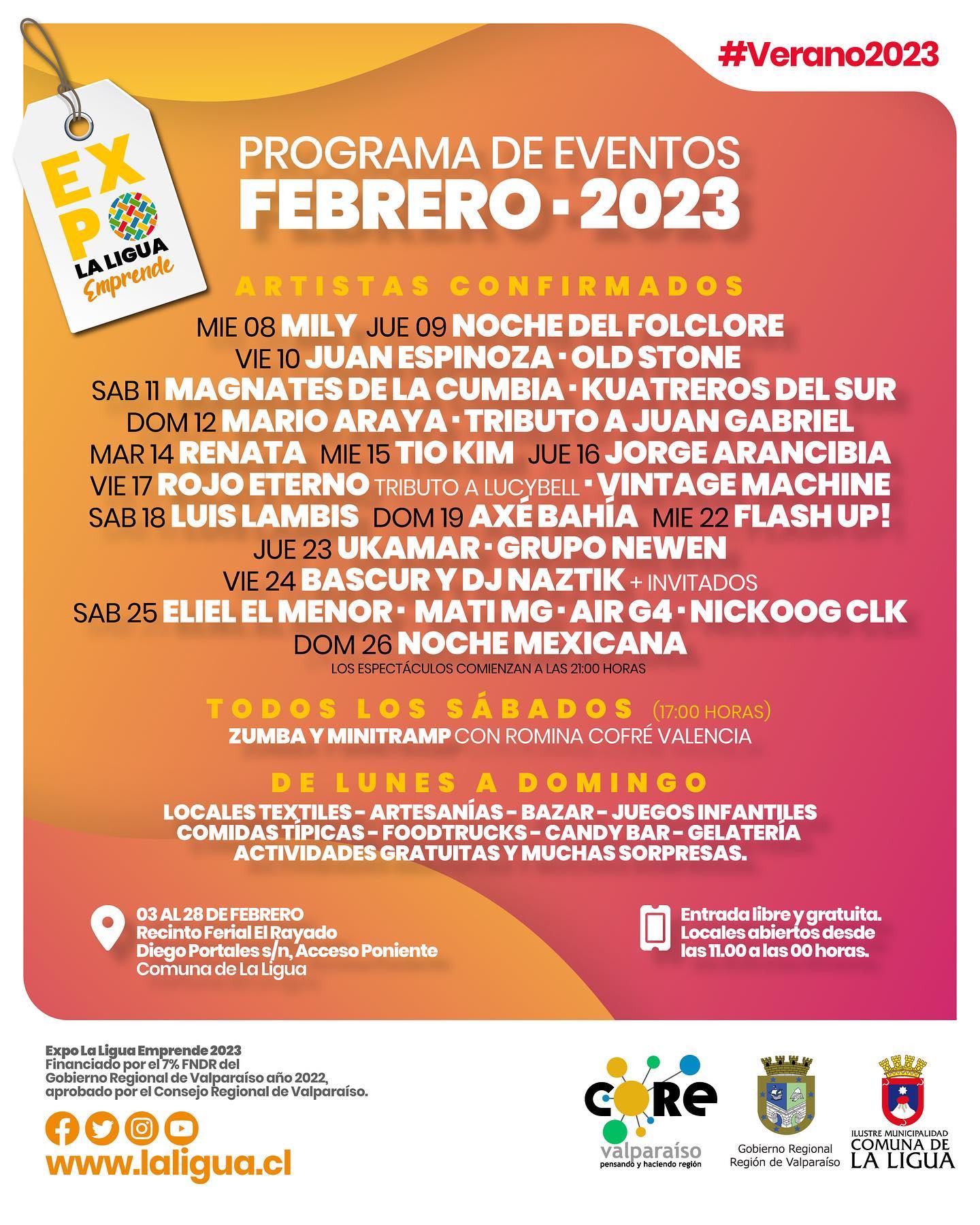 Expo La Ligua 2023 fechas y artistas por día
