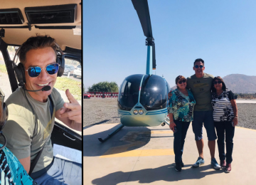 Quillotanas que ganaron rifa solidaria pasearon en helicóptero con Cristián de la Fuente