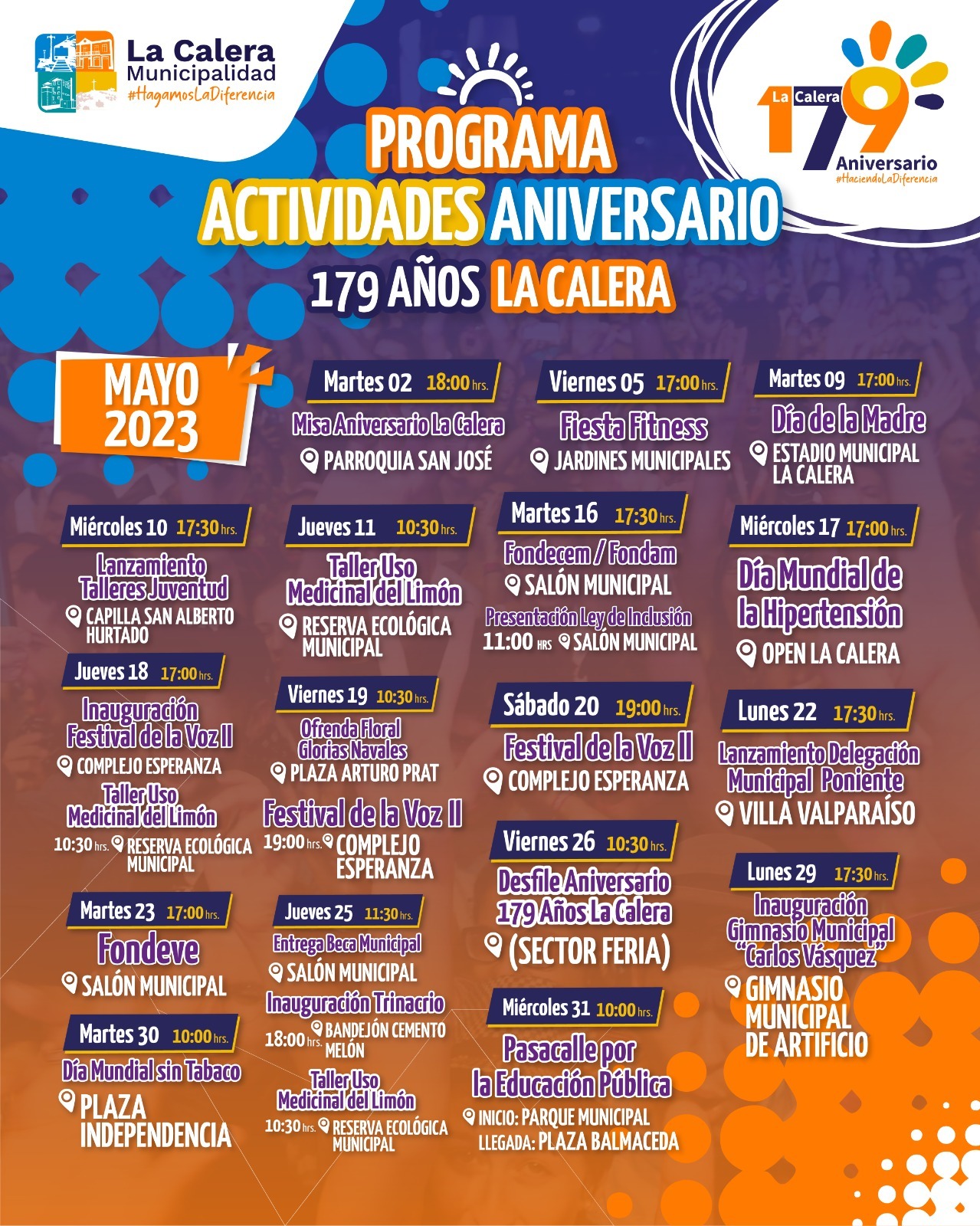 Las actividades que se realiza en mayo por el aniversario de La Calera