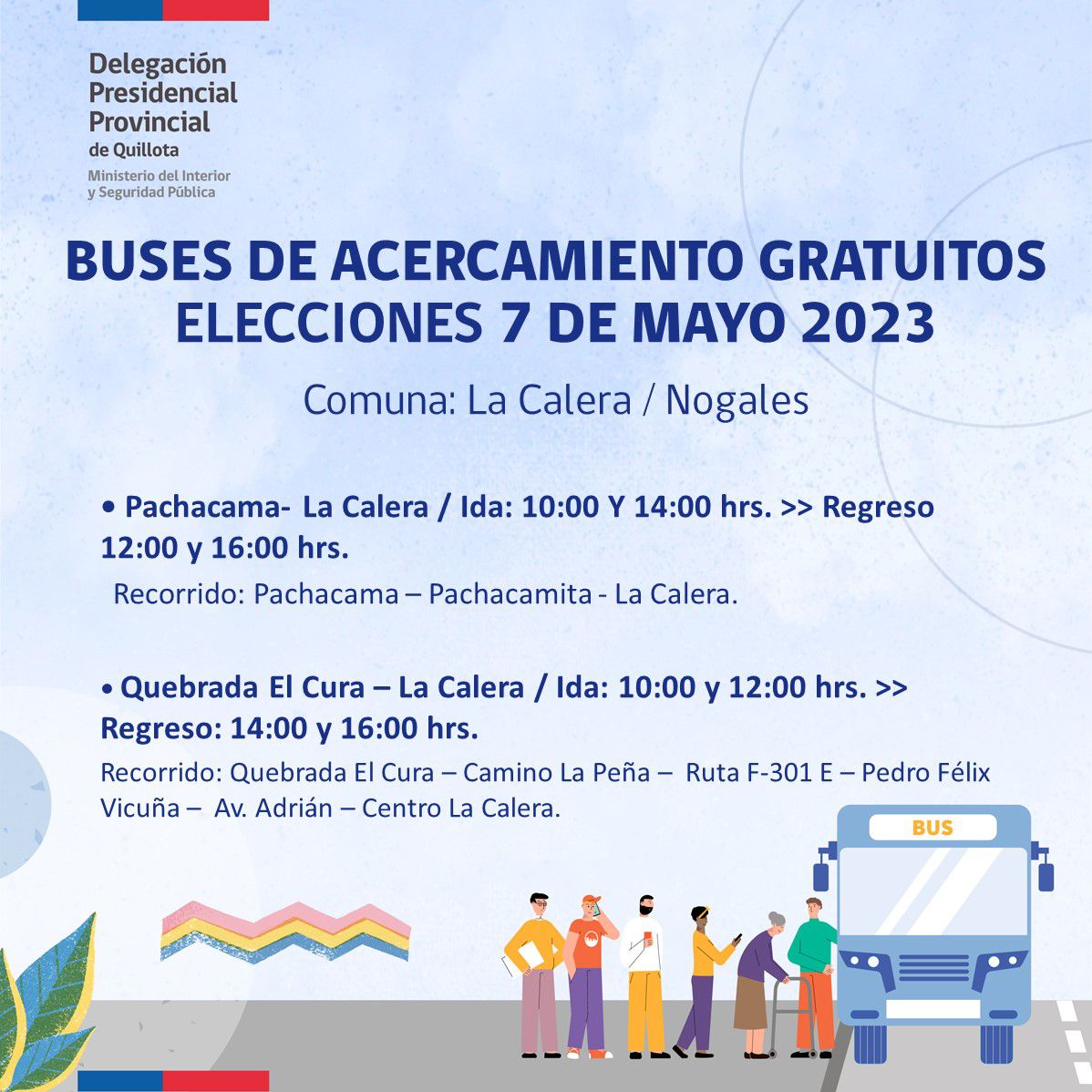 Los recorridos gratuitos de buses para las elecciones de 7 mayo en La Calera y Nogales