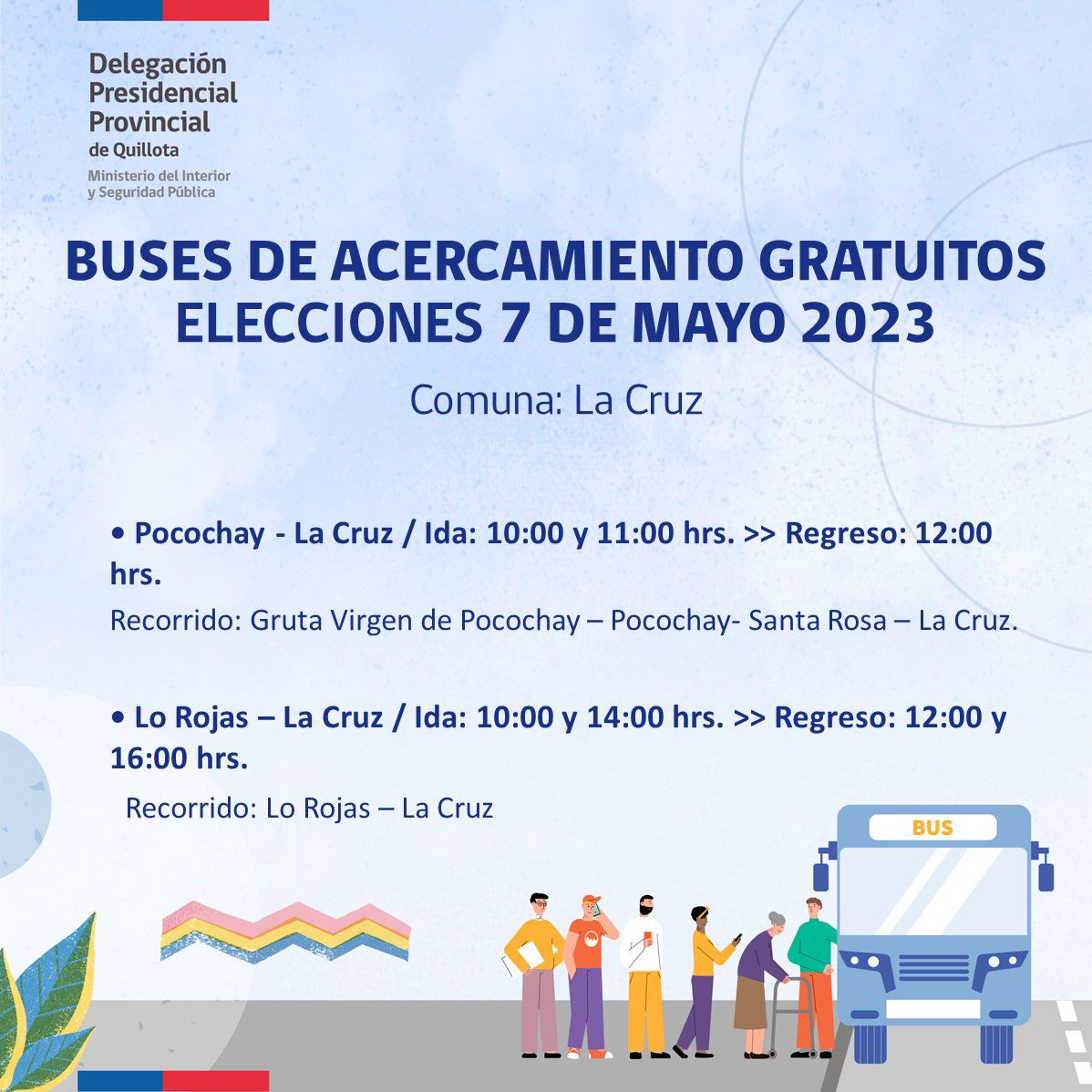 Los recorridos gratuitos de buses para las elecciones de 7 mayo en La Cruz