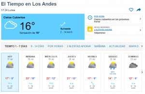 El tiempo en Los Andes hoy y mañana 2023