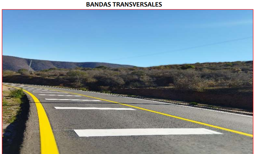 Ejemplo de bandas transversales que se instalarán en la Ruta F300 en La Calera