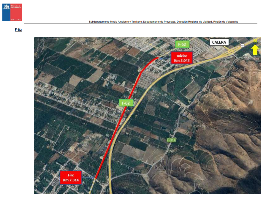 Proyecto de intervención ruta F62 en La Cruz