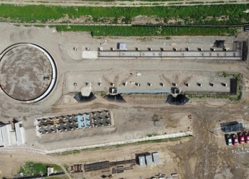 Vista aérea del avance de las obras de la Estación de Bombeo en San Isidro, Quillota.