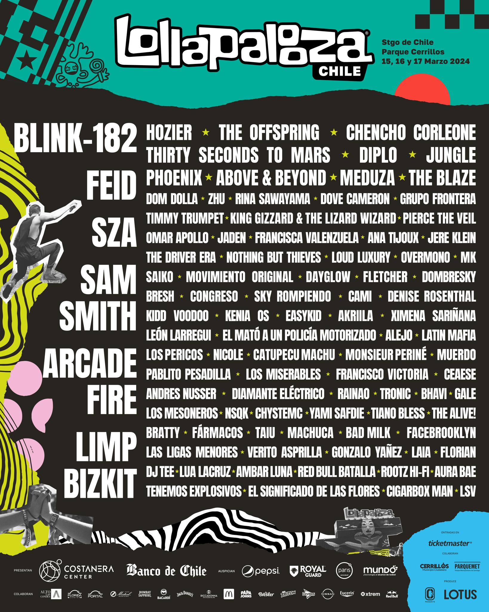 Lollapalooza 2024 Chile lineup artistas