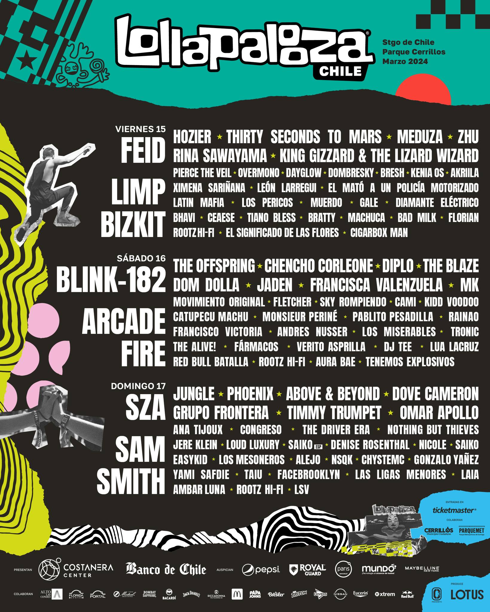Lollapalooza Chile 2024 Artistas por día y precios del pase diario