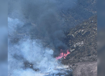 Combaten incendio forestal en La Peña en Nogales