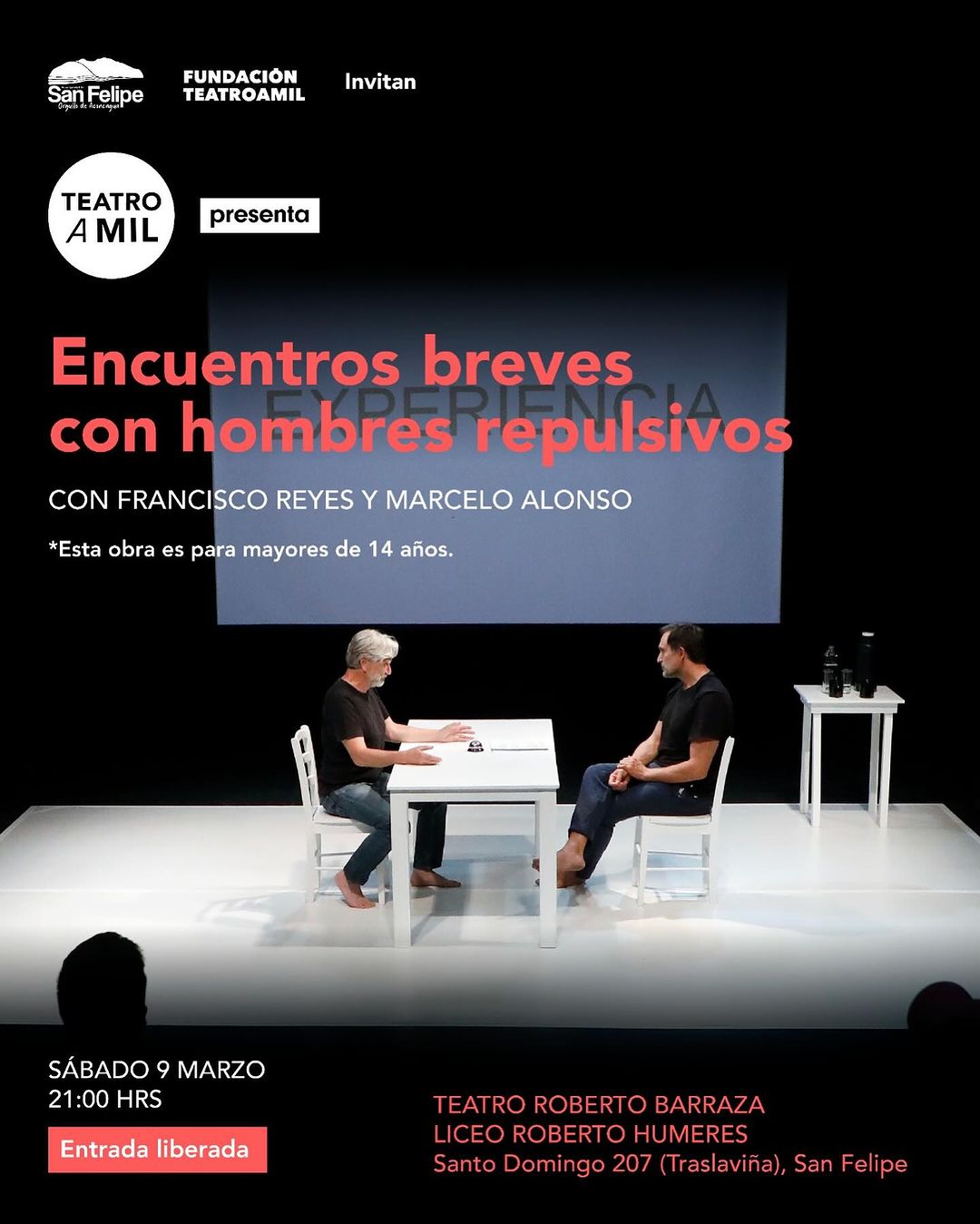 San Felipe exhibirán obra de teatro protagonizada por Marcelo Alonso y Francisco Reyes