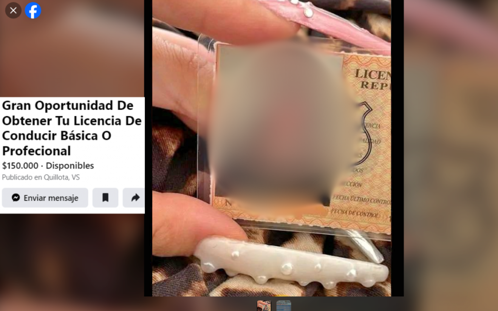 Posible estafa: ofrecen y venden supuestas licencias de conducir en Facebook