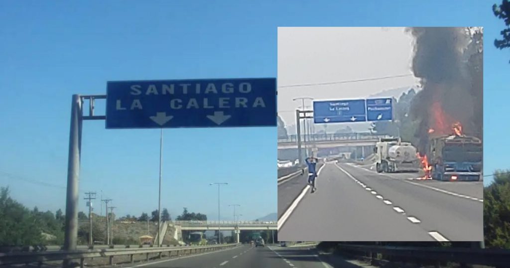 Camión se quema en Ruta 5 Norte