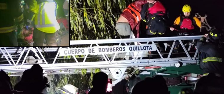 Quillota: [VIDEO] Bomberos y el GOPE rescataron a ladrón atrapado en el río Aconcagua