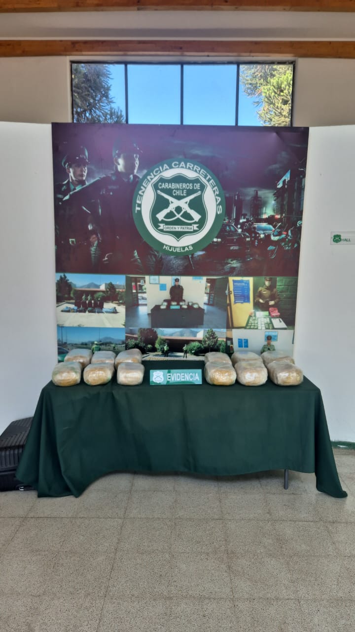El Melón Descubren maleta con 14 kilos de droga en bus interregional