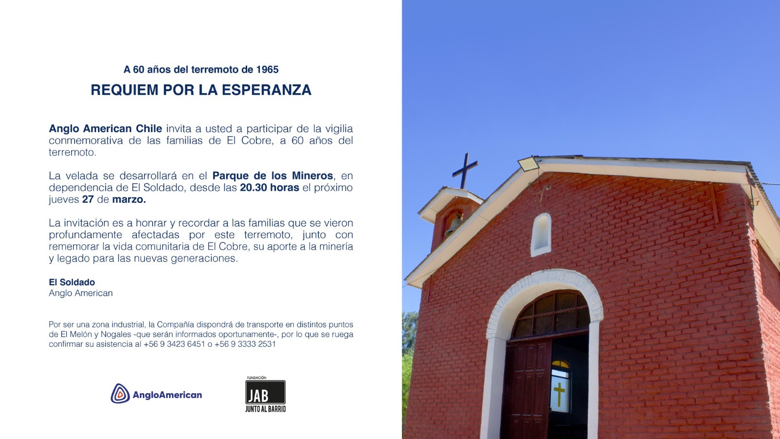 Conmemoran los 60 años de la tragedia minera de "El Cobre"