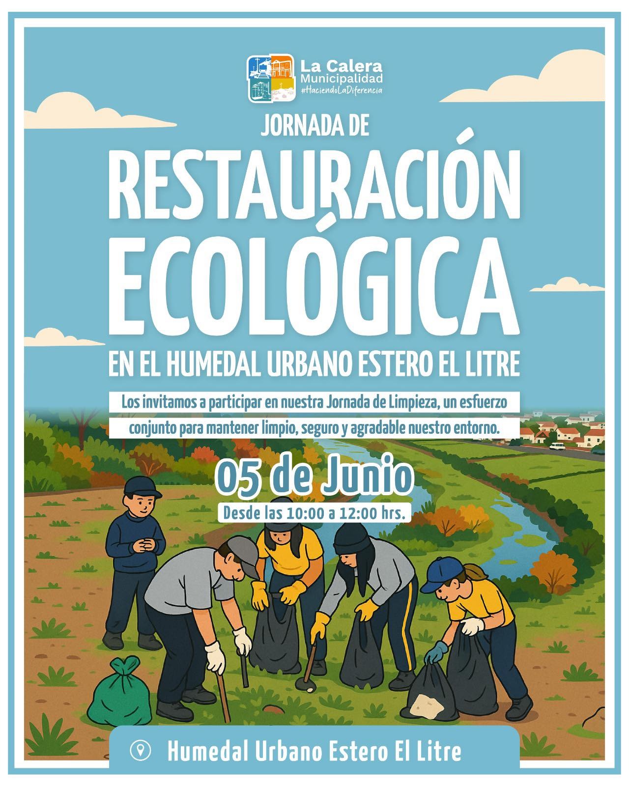 Invitan a jornada ecológica en el humedal Estero El Litre de La Calera