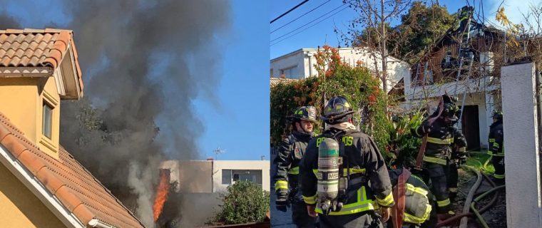 En Quillota equipos de emergencia combaten incendio en casa