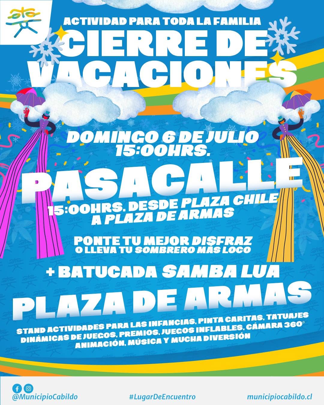 Con pasacalles familiar cerrarán las vacaciones de invierno en Cabildo