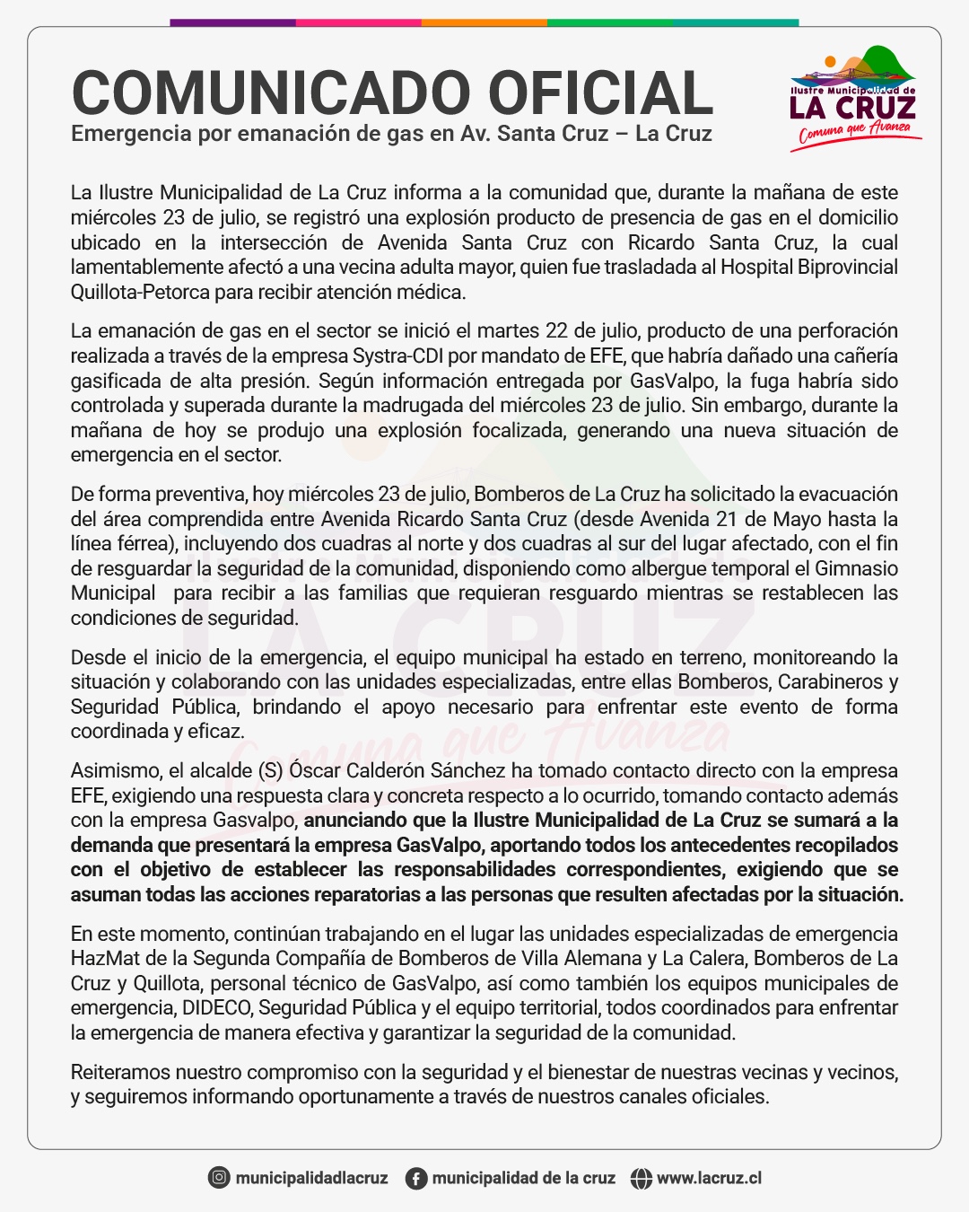 Identifican a la adulta mayor que sufrió graves quemaduras tras explosión en La Cruz