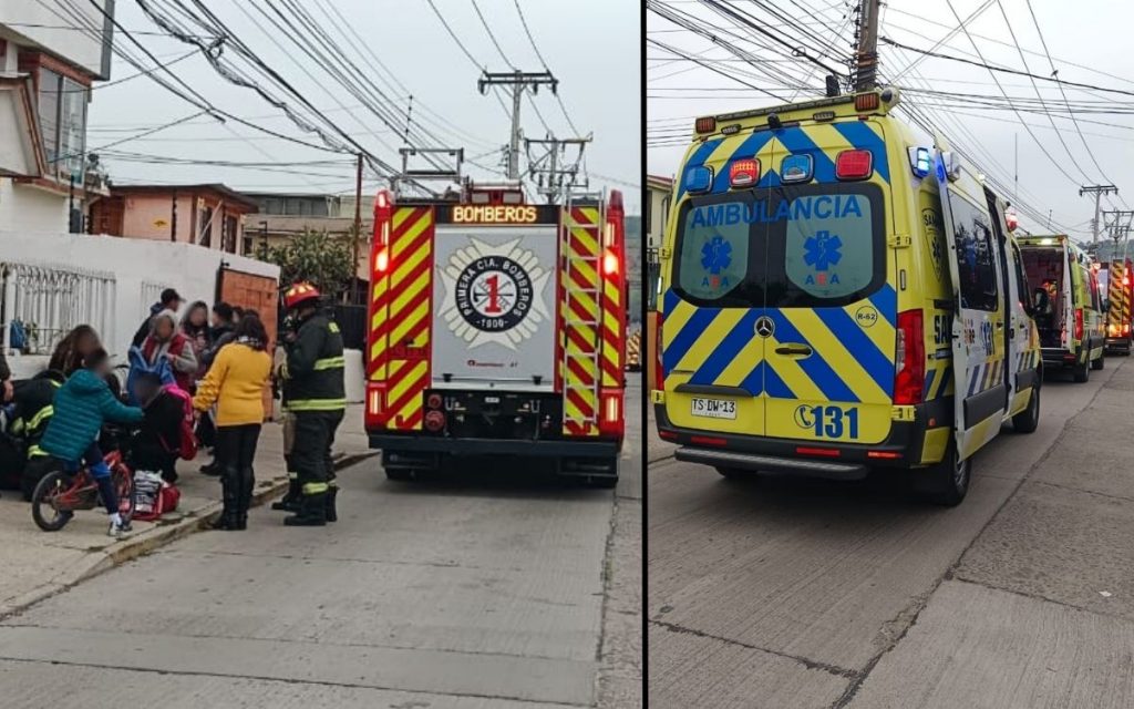 Quillota: Con dos ambulancias atendieron a adulto y niña que cayeron de bicicleta