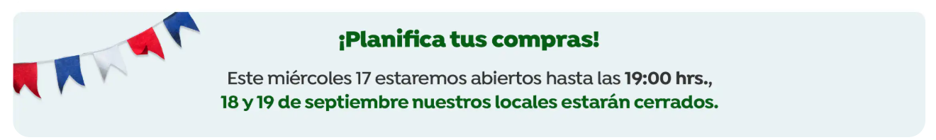 Horario cierre Jumbo Fiestas Patrias 2025