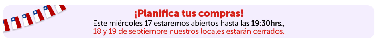 Horario cierre Santa Isabel Fiestas Patrias 2025