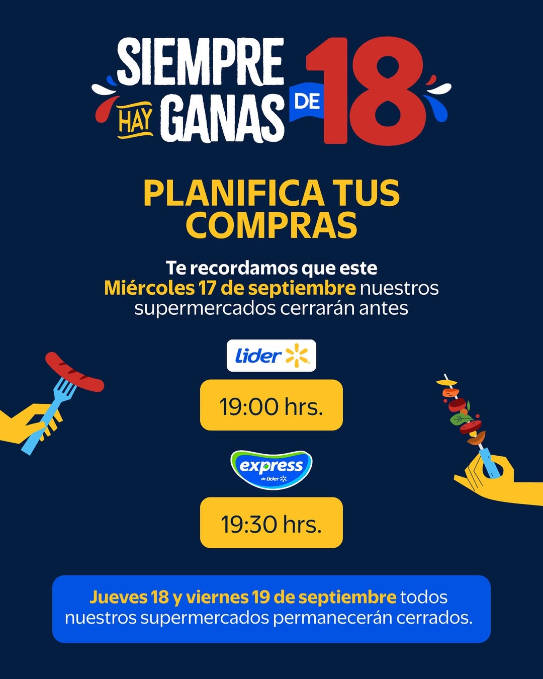 Horario y días de funcionamiento de Líder en las Fiestas Patrias 2025