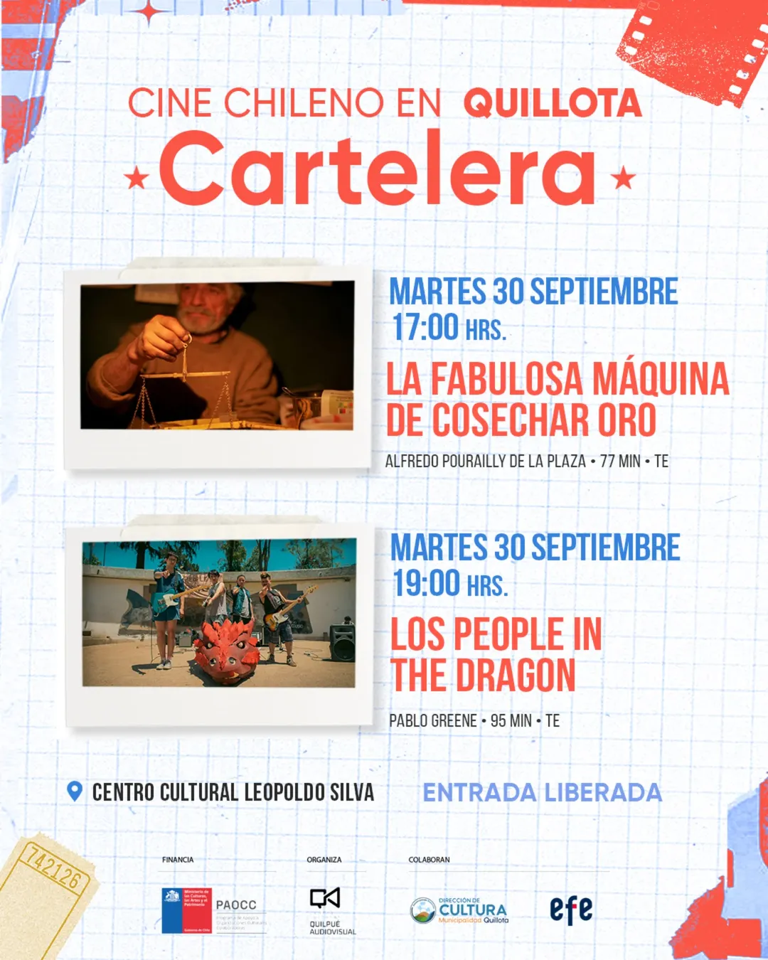 Llegan a Quillota dos funciones de cine con entrada liberada