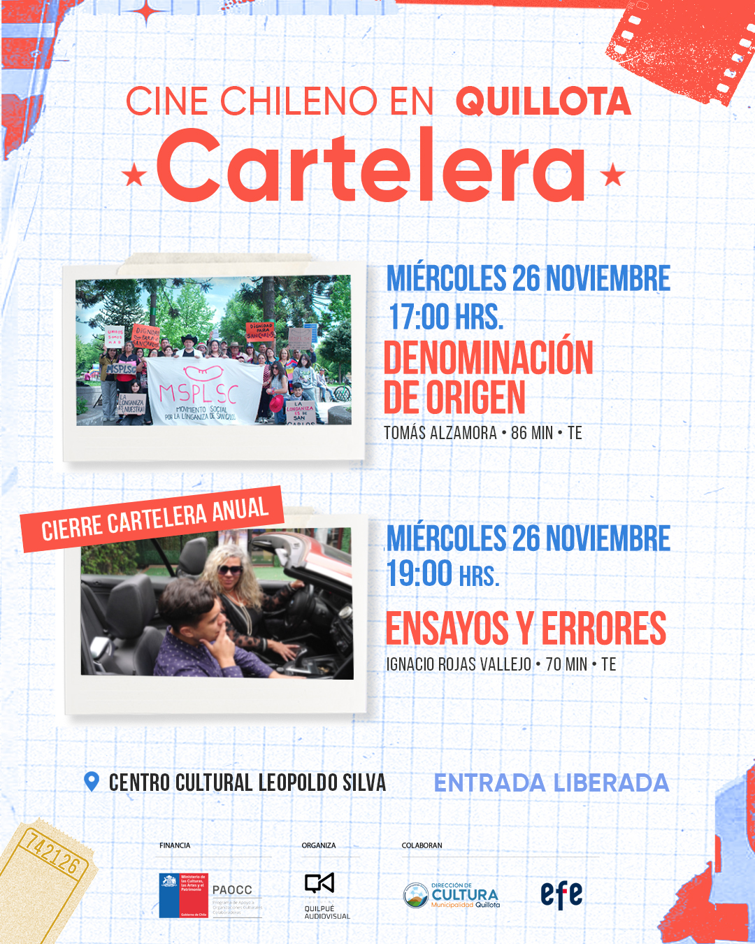 Este miércoles dan en Quillota Denominación de origen y Ensayos y errores