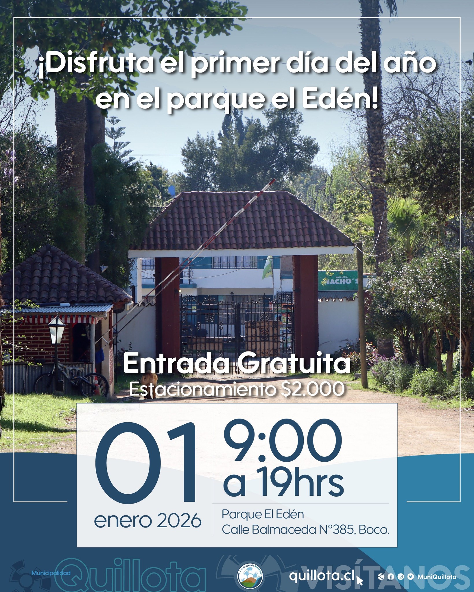 Parque El Edén de Quillota abre el 1 de enero de 2026