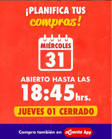 Los horarios de cierre de los supermercados por Año Nuevo 2026