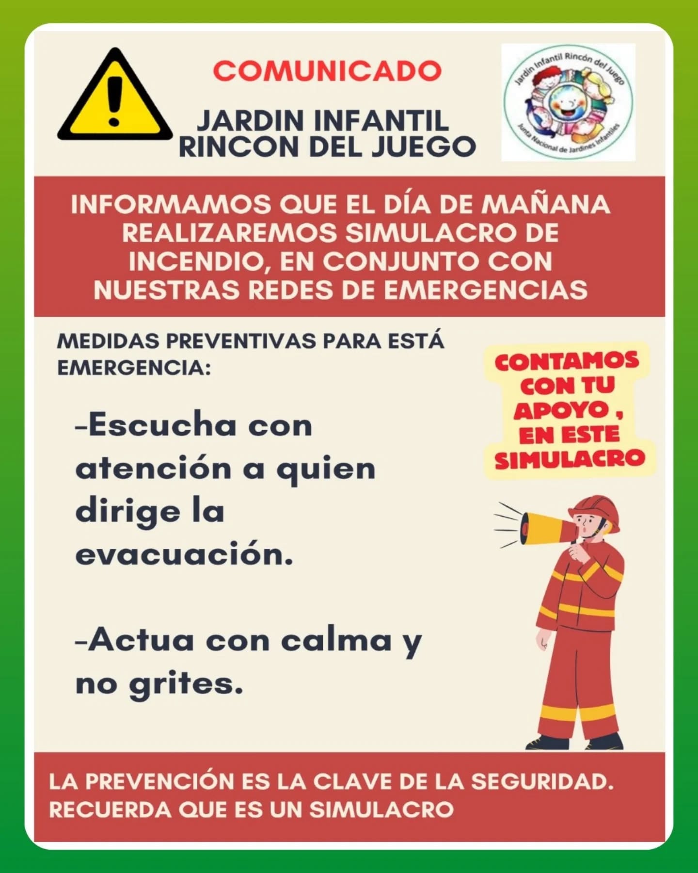 Harán simulacro de incendio en jardín infantil de Nogales